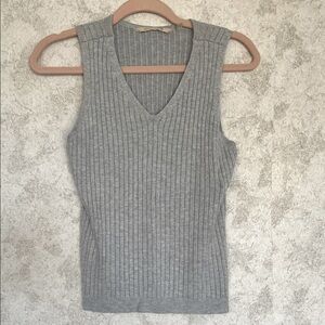 Soft Surroundings Gray Sleeveless Tank Ribbed Sweater Petite Medium‎